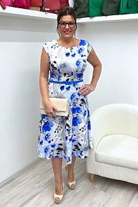 Bílé šaty s modrými květy Amanda