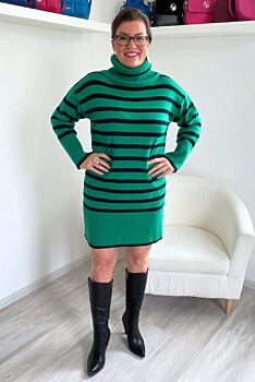 Zelené úpletové proužkované šaty