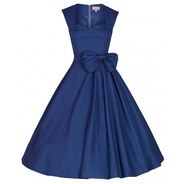 Modré retro šaty s mašlí Lindy Bop Grace