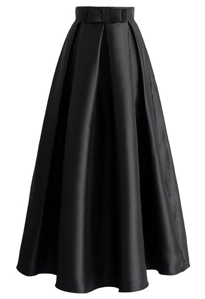 Dlouhá černá společenská skládaná sukně Chicwish
