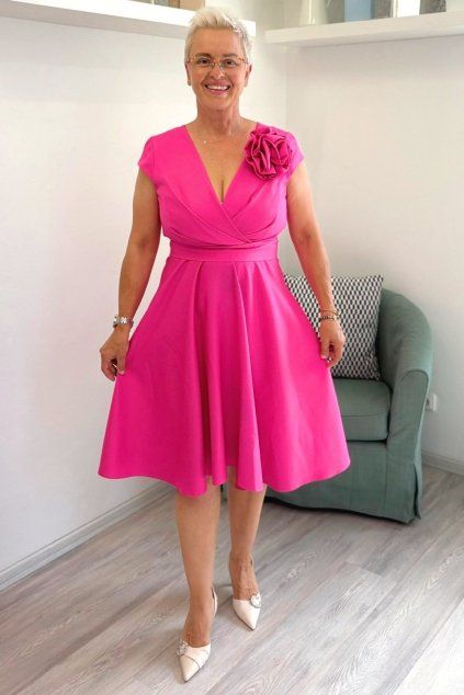 Společenské šaty Nina hot pink glossy BLANKA STRAKA