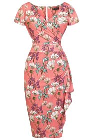 Broskvové šaty s lučními květy Lady V London Elsie
