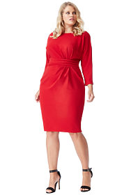 Červené šaty s rukávem City Goddess Christine