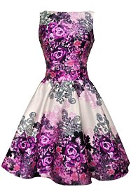 Fialové šaty s květy Lady V London Tea