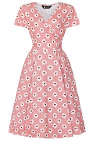 Růžové šaty s kytičkami a srdíčky Lady V London Lyra