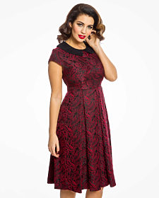 Černo červené šaty se vzorem Lindy Bop Isadora