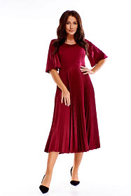 Vínové šaty s plisovanou sukní Rossa Engla