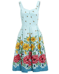 Letní šaty na ramínka s květinami Lindy Bop Bernice Mint