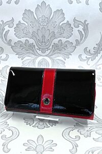 Černo-červená kožená peněženka velká