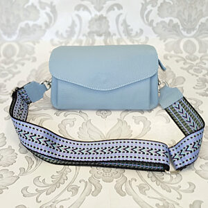 Světle modrá kožená kabelka Vera Pelle