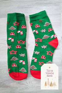 Vánoční ponožky zelené cukroví