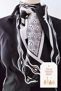 Vzorovaný šátek černo bílý