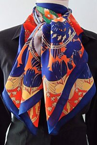 Vzorovaný šátek oranžovo modro zelený