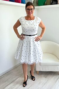 Bílé šaty s puntíky Annika
