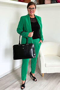 Dámský kalhotový kostým zelený