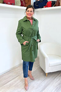 Voděodolný zelený kabát/trenčkot Yerse Verde