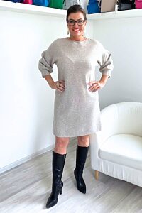 Béžové úpletové šaty / delší svetr