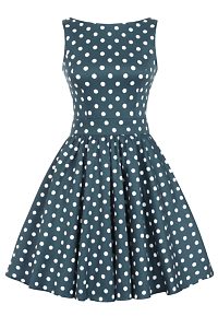 Modré retro šaty s puntíky Lady V London Tea