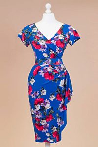 Modré šaty s barevnými květy Lady V London Elsie