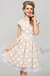 Béžové šaty s bílými puntíky Gotta Annika