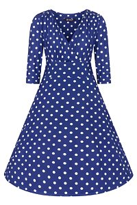 Modré šaty s puntíky Lady V London Bexley