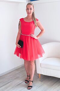 Červené šaty s tylovou sukní Bosca Fashion Lany