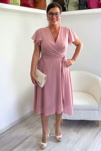 Pudrově růžové zavinovací šaty Bellezza