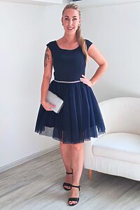 Tmavě modré šaty s tylovou sukní Bosca Fashion Lany
