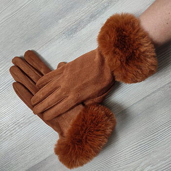 Béžové rukavice s kožešinou