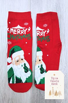 Vánoční ponožky červené se Santou