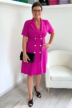 Košilové šaty s krátkým rukávem Trynite fialové