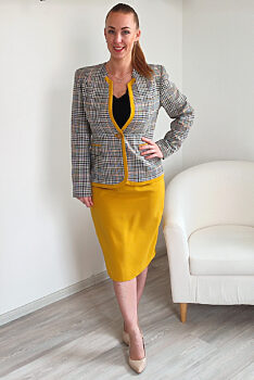 Dámský kostým sukně se sakem (hořčicově žlutá)