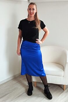 Kobaltově modrá saténová sukně Terrassa