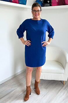 Modré úpletové šaty / delší svetr