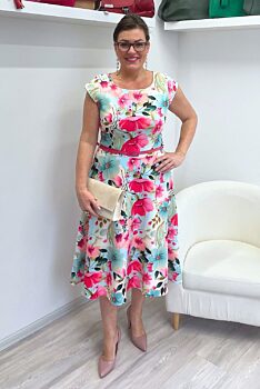 Barevné šaty s růžovými květy Amanda