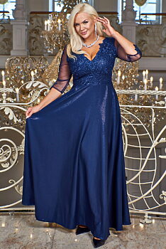 Tmavě modré společenské šaty Bosca Fashion Carmen s s 3/4 rukávem