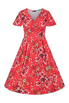 Červené květované šaty Lady V London Lyra