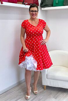 Červené šaty s puntíky Ritta