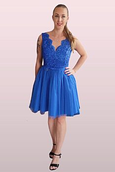 Modré šaty s krajkou Bicotone Meena