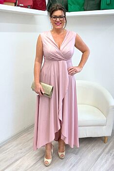 Pudrově růžové společenské šaty Gracia brocate