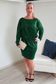 Zelené třpytivé společenské šaty