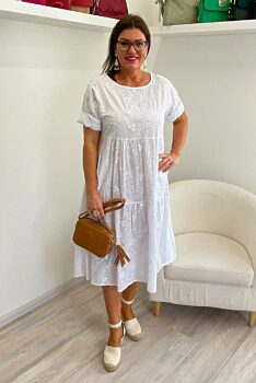 Madeirové šaty bílé