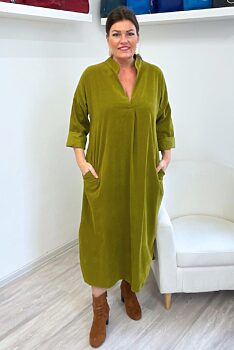 Manšestrové šaty olivové