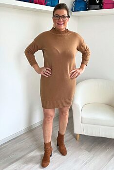 Pískové úpletové šaty / delší svetr