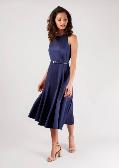 Tmavě modré šaty s kolovou sukní Closet Ilse
