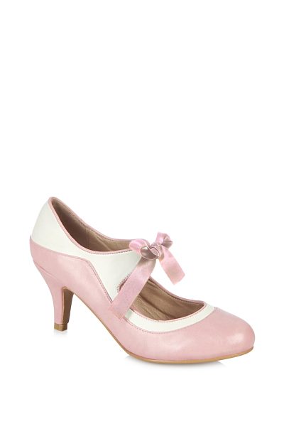 Pastelové retro boty Collectif Jeanie růžovo - bílé