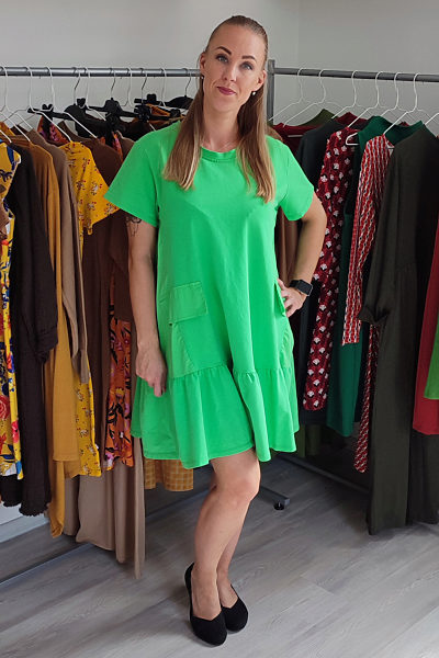 Bavlněné hráškově zelené šaty Wiya