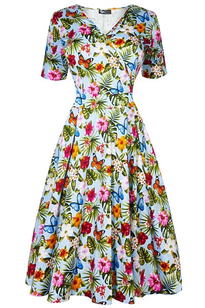 Barevné šaty s motýlky a květinami Lady V London Estella