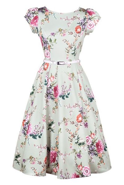Olivové šaty s drobnými květy Lady V London Susie