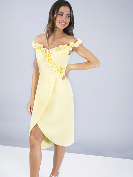 Žluté pouzdrové šaty Chi Chi London Brianna